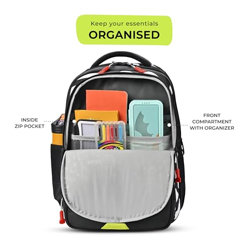 Gear Play Block Backpack 17"/31L Medium Water Resistant School Bag/Casual Backpack/Daypack/Travel Backpack/Kids Bag for Boys/Girls (Green-Black) - Image 6