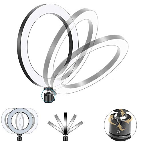 Anel de luz com suporte, anel de luz de 15 cm com suporte pescoço de ganso de 63,5 cm para leitura,