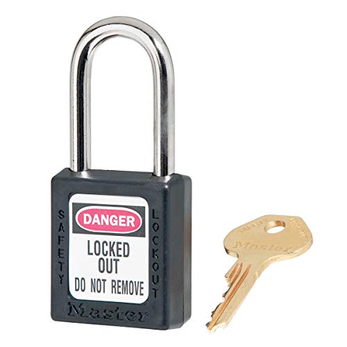Image of Master Lock 410BLK Lockout Tagout Safety Padlock with Key Black 0.25 in. Shackle Diameter