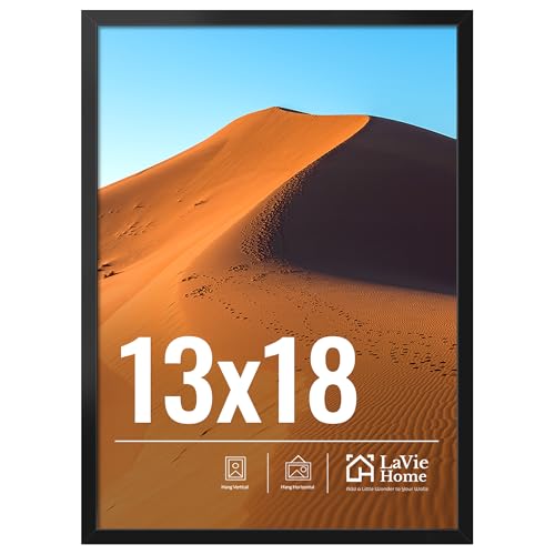 LaVie Home 13x18 Picture Frame for Wall Display, 13x18 Black Picture Frame with HD Plexiglas, 13 x 18 Poster Frame 1 Pack, Display Frame for Vertical or Horizontal, Classic Collection