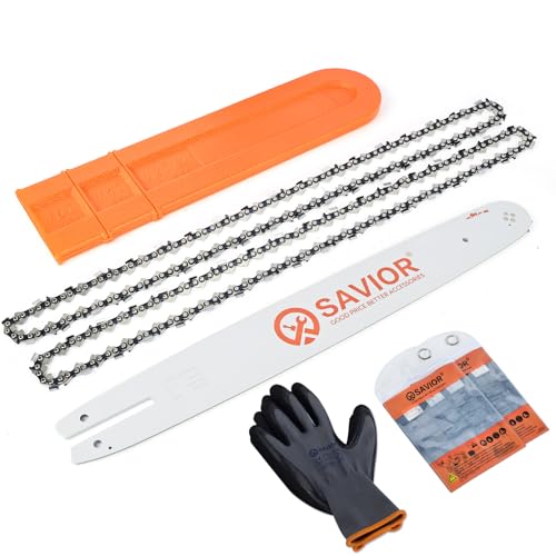 Savior 18 Inch Chainsaw Guide Bar and Chain Combo .325 Pitch .063 Gauge 68 Drive Links for 025 025C MS250 MS251 MS251C-BE Chainsaws Replacement 183PXLBA074 578780 (2*Chains+1*Bar)
