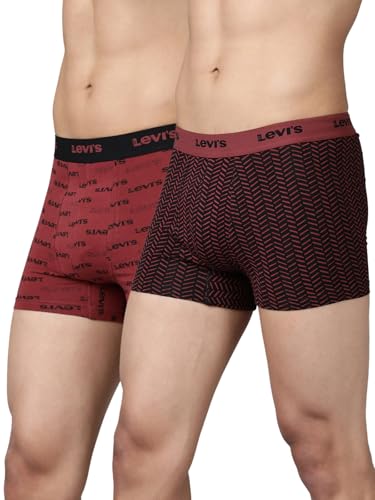 Image of Levi's 022 Trunk for Men | Cotton Stretch Fabric | Printed Men's Underwear | Anti-Roll Waistband | Extra Supportive Gusset | Functional Fly | No Ride-Up | Mid Length Fit | Tagless | Pack of 2