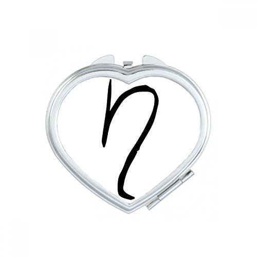 Miroir de poche portable alphabet grec petit miroir de main avec cœur