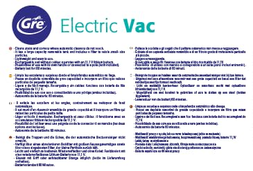 Gre VCB10 Electric Vac - Pulitore Elettrico Per Piscina, 37 L/H, 25 W - 9