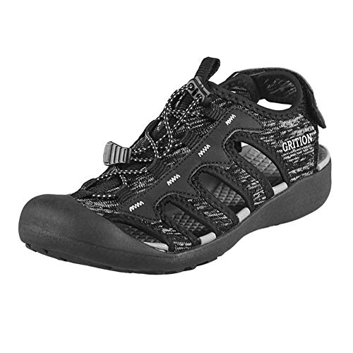GRITION Sandalias deportivas para mujer, Sandalias de mujer transpirables impermeables de verano, Sandalias de senderismo de playa con punta cerrada Cómodas Sandalia de Deporte Zapatos negro 41eu Cover