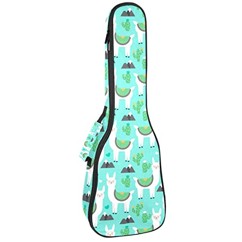 Sac de rangement ukulélé soprano et concert matelassé motif alpaga