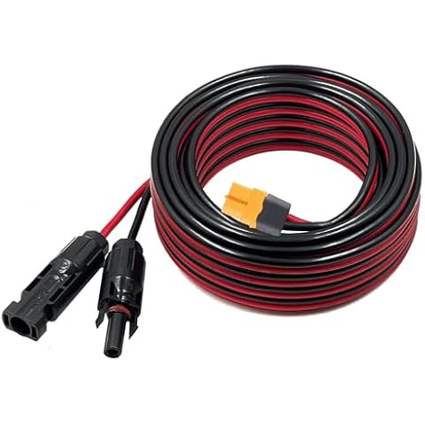 ZkeeShop Solar to XT60 Charge Extension Cable 25FT 12AWG XT60 Adapter to Solar Panel Connector Cable Compatible with Ecoflow River Delta Series Bluetti Power Station Solar Panel 7.62m (12AWG)/25FT Cover