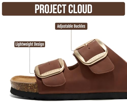 Image of Project Cloud 100% Genuine Leather Footbed Sandals for Women (Santorini)