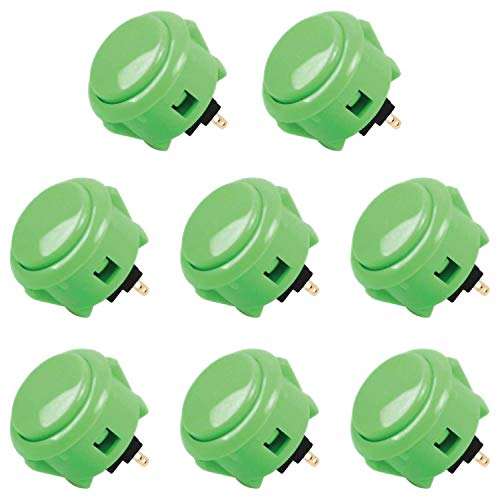 Image of SANWA 8 pcs OBSF-30 Original Push Button 30mm - for Arcade Jamma Video Game & Arcade Joystick Games Console (Green) S@NWA