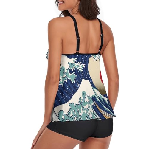 Bikini avec short de garçon et tankini couvrant pour gommer les complexes à la plage