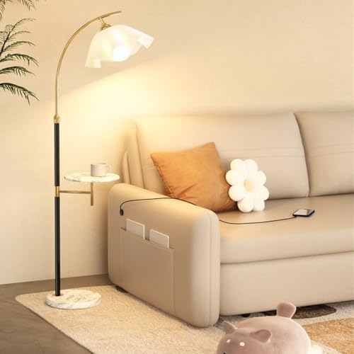 Lampadaire de salon réglable avec table en marbre intégrée - 5