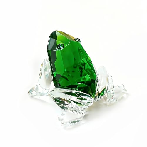 H&D HYALINE & DORA Small Crystal Frog Figurine Collection Paperweight Table Centerpiece Ornament(Green)