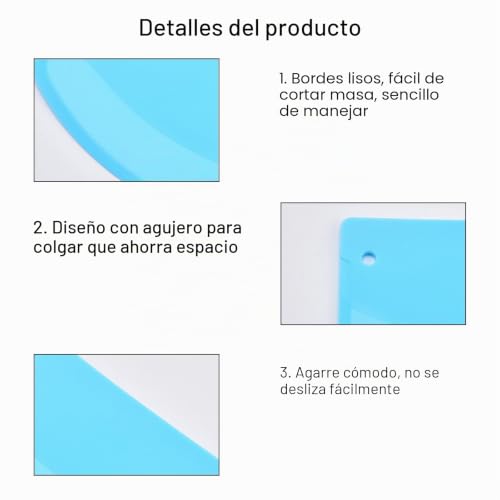 Miniatura 3 de 5 Piezas Rasqueta Masa Cortador Masa, 13.5x9.2cm Cortador De Masa De Pastelería Espatula Plastico Para Pasteles, Pizza, Pan, Hornear Verde Azul Amarillo Blanco Rosa