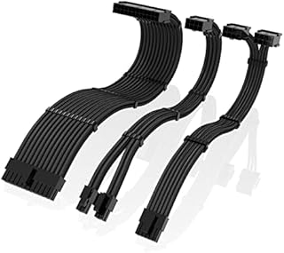 EZDIY-FAB PSU Cable Extension Kit,16AWG Sleeved Cable Custom Mod for Nvidia 30' Series FE GPU Build, PC Power Supply PET Braided Extension Cable Kir with Comb- 300MM -Black