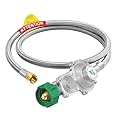 GasSaf 5FT 2 Stage Propane Regulator with Hose, Stainless Steels Dual-Stage Propane Regulator for RV, Generator, Camp Stove, Gas Grill, and Heater - CSA Certified