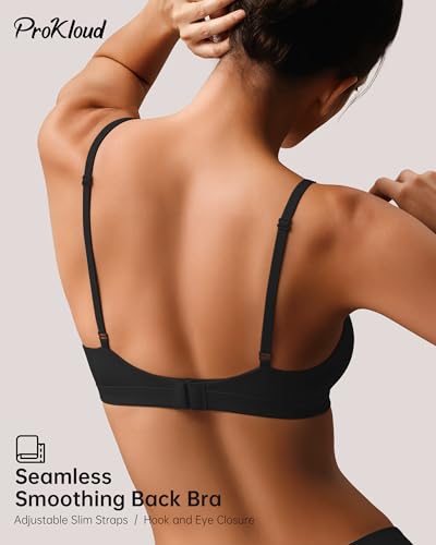 Image of ProKloud WirelessTriangle Bralettes for Women Plunge Unlined Unpadded Bras | No Underwire Comfortable Everyday Tshirt Bra,Hook and Eye Closure