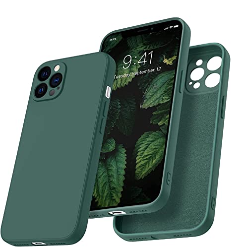 Image of DIZORO Square Candy Liquid Silicone iPhone Case Back Cover for iPhone 11 Pro, All Cube Series with Microfiber Lining Compatible iPhone 11 Pro (5.8 inch, Forest Green)