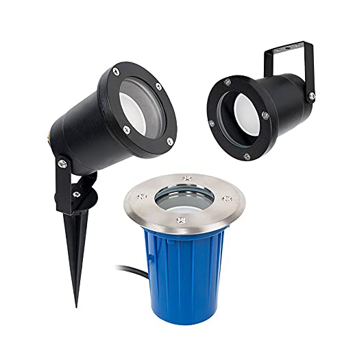Minisun Black | Modern Ip65 Rated 3 In 1 Ground/Wall/Spike Outdoor Light In A Finish Complete With A Led Dusk To Dawn Sensor Bulb [4500K] | Outdoor Lights & Home/Garden Essential | | Mains Wired