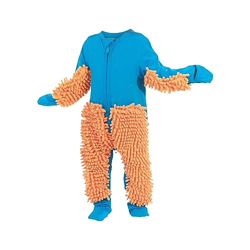 Infant Boys Girls Long Sleeved Floor Mop Crawl Suit Baby Jumpsuit Dirt Proof Mop Infant and Toddler (Blue, 18-24 Months)
