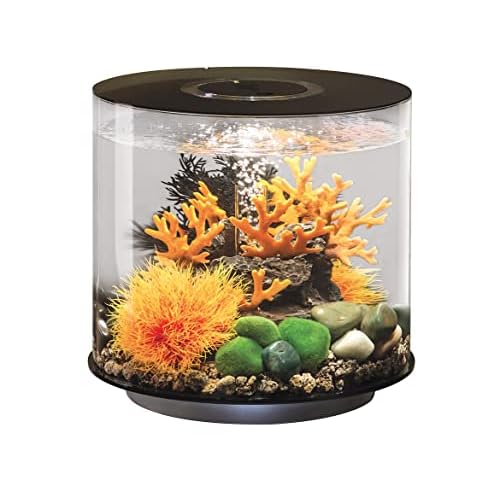 biOrb Tube 15 Acrylic 4-Gallon Aquarium with Multi-Color Remote-Controlled LED Lights Modern Compact Tank for Tabletop or Desktop Display, Black