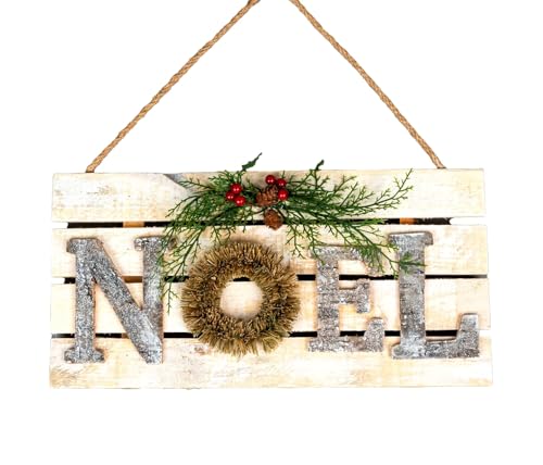 Christmas Hanging Wall Sign - NOEL Letters in Wooden Frame, 20x40cm Decorative Plaque, Holiday Wall Art for Home,Door,Wall, Festive Christmas Décor