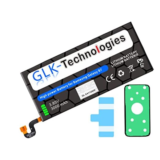 Batteria di ricambio ad alta potenza, compatibile con Samsung Galaxy S7 SM-G930F, 3000 mAh, originale GLK-Technologies, sostituisce BG-EB930ABE con 2 set di nastri adesivi