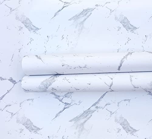 Image of Elton DIY Wall Paper /Wall Sticker Self Adhesive Highlighter Elegant Living Room Bed Room Decoration Interior Exterior Easily Removable Furniture Make Over White Marble (45x500cm, Set of 1)