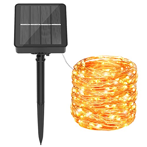 Guirnaldas Luces Exterior Solar, Cadena de Luces 26M 240 LED 8 Modos con Función de Memoria, Luz Navidad Impermeable IP65 para Jardín, Fiestas, Patio, Arboles, Bodas, Decoración - Blanco Cálido