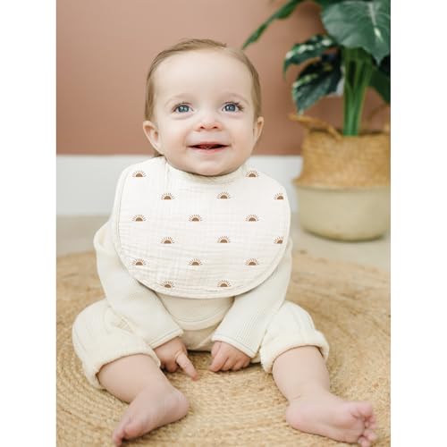 Image of Konssy Muslin Baby Bibs 8 Pack Baby Bandana Drool Bibs Cotton for Unisex Boys and Girls, Soft Absorbent Set for Teething and Drooling