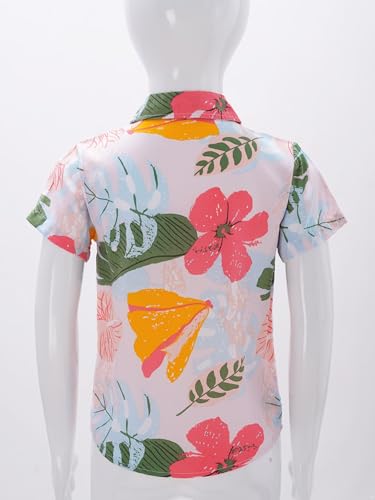 JEATHA Boys Short Sleeve Hawaiian Shirts Button Down Tees Kids Beach Vacation Floral Boho Clothes Summer Tops4