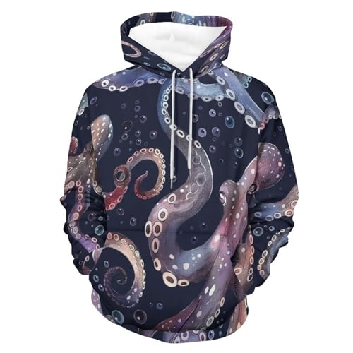 Sweat à capuche pieuvre violette aux finitions haut de gamme