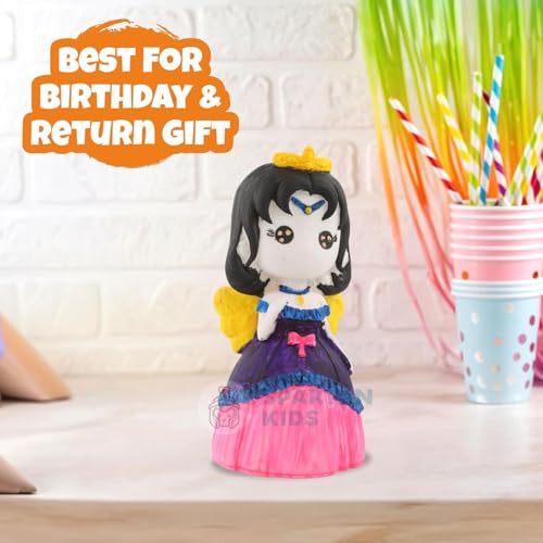 Image of Spartan Kids Paint Your Own Princess Figurine Piggy Bank for Kids, DIY Watercolor Craft Activity Set with Lock, Creative Money Saving Box for Boys and Girls, Best Birthday Party Return Gift (20, Doll)