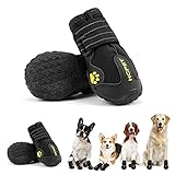 Hcpet Dog Boots Waterproof with Reflective Straps, Dog Shoes for Small Medium Large Puppy Outdoor Paw Protectors 4Ps
