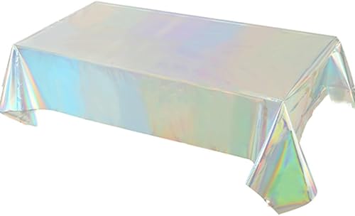 Miniatura 7 de 2 Empaque de mantel de plástico blanco, 54 pulgadas x 108 pulgadas, rectangular desechable para fiesta, adecuado para decoración de mesa en