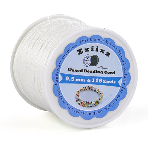 ZXIIXZ 0.5mm Waxed Cord White Beading Thread Friendship Bracelet String