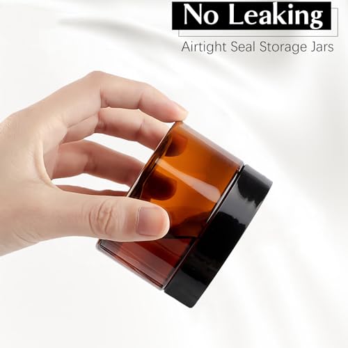TUZAZO 4 Oz Amber Plastic Cosmetic Jars Leak Proof Small Container with lids for Cream, Lotion, Powder, Ointments, Beauty Products, 24 Pcs4