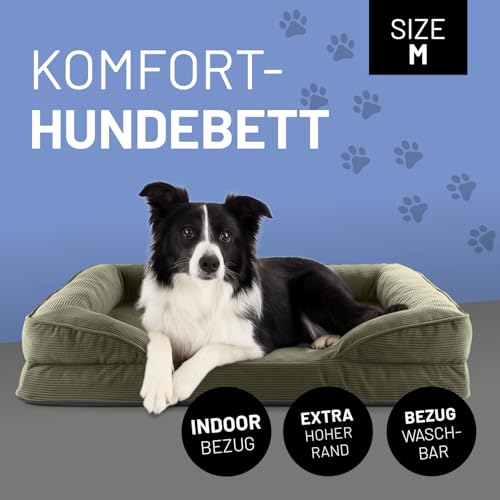 Lumaland orthopädisches Hundebett aus Cord | ergonomisches Hundesofa 90x65 cm - für mittelgroße Hunde | Boden rutschfest | Füllung und Bezug waschbar | Hundekörbchen mit Memory Schaumstoff
