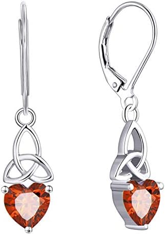 JO WISDOM Women Earrings,925 Sterling Silver Triquetra Celtic Trinity Knot Drop & Dangle Earrings with Heart Cut 3A Cubic Zirconia