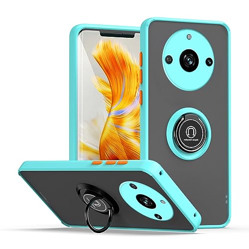 HAOYE Funda para Realme 11 Pro/Realme 11 Pro+, Shockproof Translúcido Carcasa con Giratorio Anillo Kickstand, Hard PC y Silicona TPU Tough Armor Case Cover. Cielo Azul