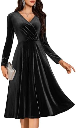 BeryLove Velvet Cocktail Party Formal Dress Long Sleeve Winter We...