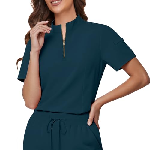 Gargey Scrubs for Women - Zip Front Top & Flare Pant Stretch Nursing Women’s Scrubs Set Medical Uniform - image 4