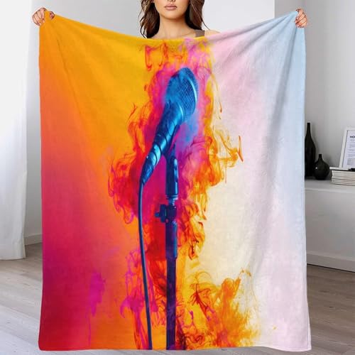 Couverture Polaire Microfibre 150x200cm Motif Microphone 3D