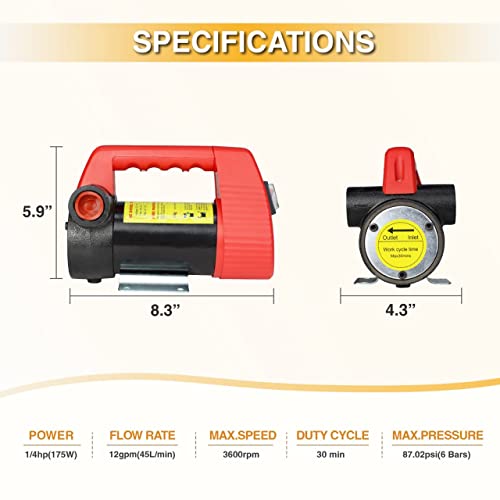 12V Fuel Transfer Pump, Diesel Transfer Pump With Nozzle Hose For Diesel, Kerosene, Machine, Transformer Oil, 12 Gpm Self Priming Dc Electric Diesel Fuel Transfer Pump Kit. #TOP1
