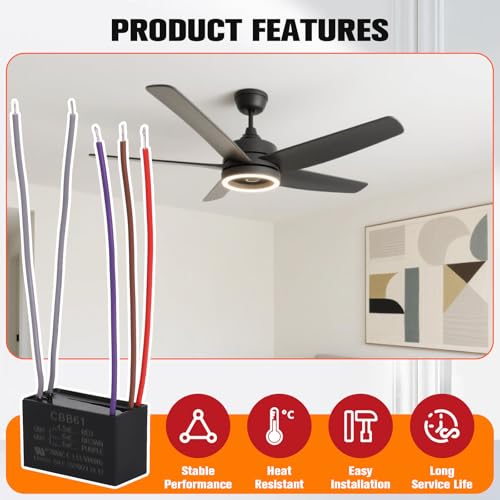 Image of Podoy CBB61 Ceiling Fan Capacitor 4.5uF+6uF+6uF 5 Wire (2 Pack)
