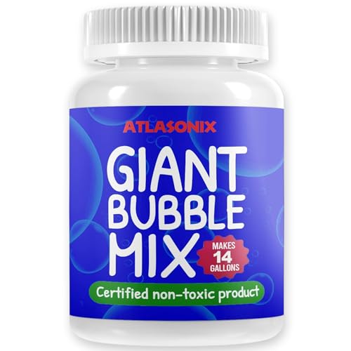 Bubbles for Kids – Giant Bubble Wand & Powder Mix | Makes 14 Gallons (1792 oz) of Bubble Solution | Bubble Refill for Big Bubbles, Bubble Machine, Outdoor Fun | Non-Toxic & Long-Lasting