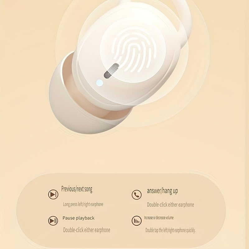 Diagram showing touch control functions for M72 earbuds: Previous/next song, Pause playback, Answer/hang up, Increase or decrease volume.