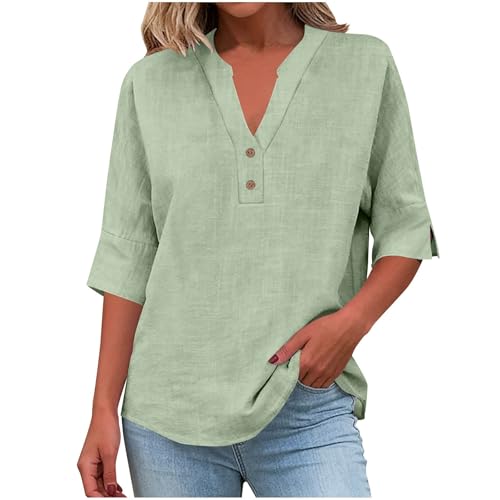 100% Cotton Linen Tops for Women 2026 Summer Casual Plus Size Short Sleeve Gauze Shirts Loose Fit Outfits Seniors Boho Lightweight Tunics Blouses Comfy Beach Vacation Clothes