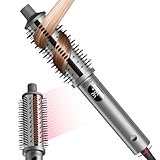 TYMO STYLUX PRO Thermal Brush Curling Brush, 1.5 Inch Blowout Heated Round Volumizer, Hair Straightener and Curler 2 in 1, 800M Negative Ion for Smoother, LCD Display, 5 Temp, Dual Voltage, Gray