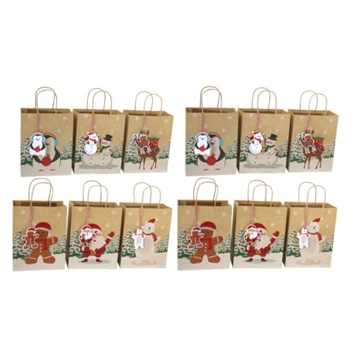 Paquet d'emballage en papier kraft Noël Toyvian avec motifs cartoon et fond carré stable