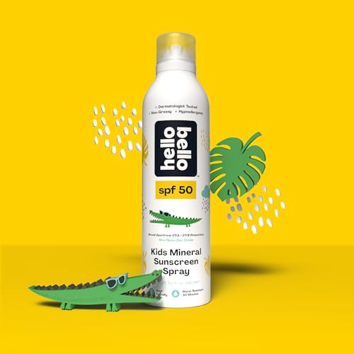 Image of Hello Bello SPF 50 Mineral Sunscreen Spray - Hypoallergenic Broad Spectrum UVA + UVB Protection - Reef Friendly & Water Resistant - 5 oz (Pack of 2)